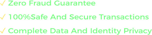Zero Fraud Guarantee, 100% Safe And Secure Transactions, Complete Data And Identity Privacy